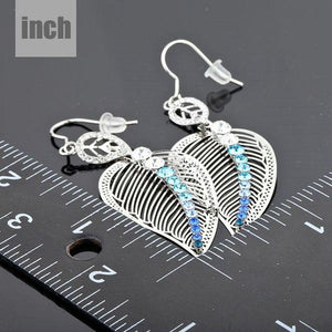 Multicolour Crystal Leaves Drop Earrings -KPE0009 - KHAISTA Fashion Jewellery