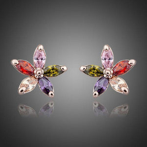 Multicolour Stellux Austrian Stud Earrings -KPE0060 - KHAISTA Fashion Jewellery