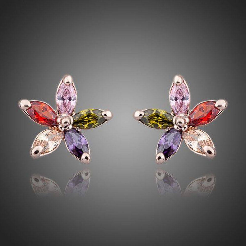 Multicolour Stellux Austrian Stud Earrings -KPE0060 - KHAISTA Fashion Jewellery