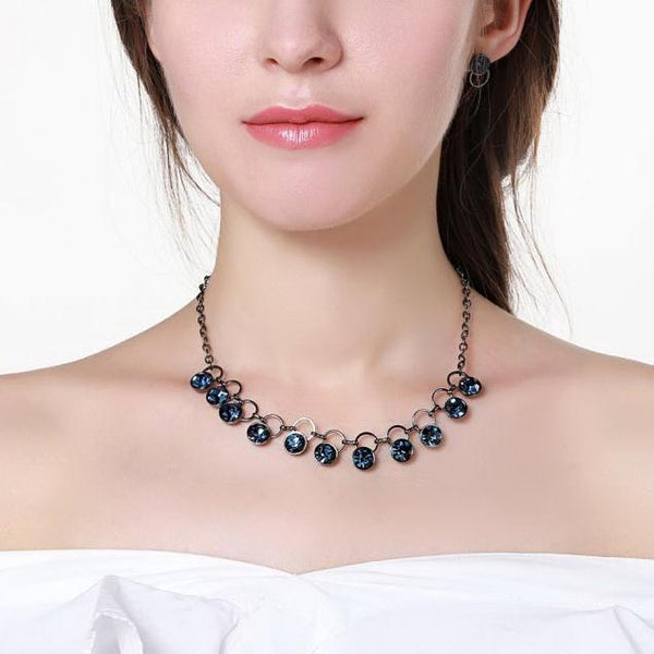 Khaista ocean blue ancient inspired jewellery set on white background
