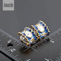 ocean blue crystal clip earrings detail view by KHAISTA