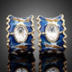 Ocean Blue Crystal Clip Earrings