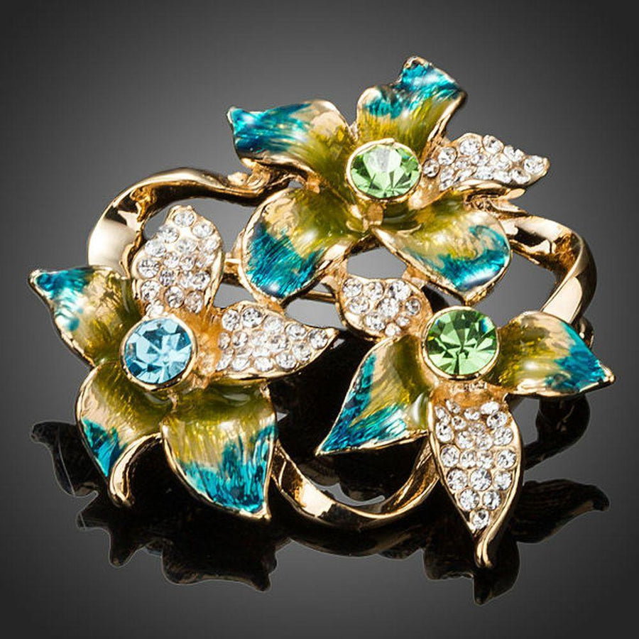 Khaista oil paint flower pin brooch on white background