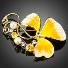 Load image into Gallery viewer, Oil Painting Leaf Pattern Yellow Flower Brooch Pin - KHAISTA Fashion Jewellery
