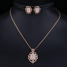Load image into Gallery viewer, Opal Egg Shaped Stud Earrings + Pendant Necklace Set - KHAISTA Fashion Jewellery
