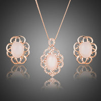 Khaista opal egg shape Stellux stud earrings pendant set