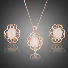Load image into Gallery viewer, Opal Egg Shaped Stud Earrings + Pendant Necklace Set - KHAISTA Fashion Jewellery
