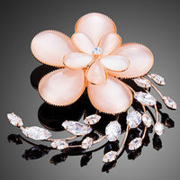 Khaista opal flower brooch on white background