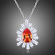 Orange Cubic Zirconia Chain Pendant Necklace