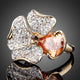 Vibrant Orange Flower Crystal Ring with Premium Artistic Setting