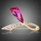 Orange Red Austrian Crystal Double Leaf Brooch