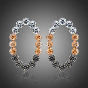 Oval Austrian Crystals Stud Earrings -KPE0361 - KHAISTA Fashion Jewellery