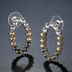 Oval Austrian Crystals Stud Earrings -KPE0361 - KHAISTA Fashion Jewellery