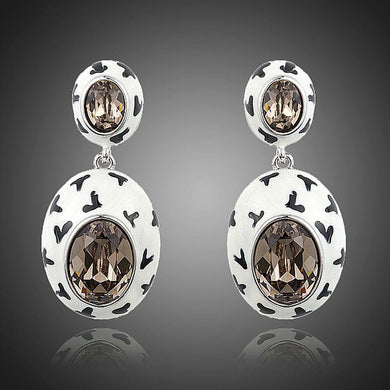 Oval Crystal Pave Drop Earrings - KHAISTA Fashion Jewellery