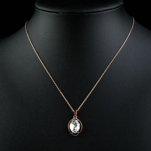 Oval Crystal Pendant KPN0196 - KHAISTA Fashion Jewellery
