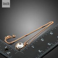 Pendant detail on KHAISTA oval crystal pendant necklace