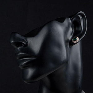 Oval Cubic Zirconia Ellipse Stud Earrings -KPE0074 - KHAISTA Fashion Jewellery