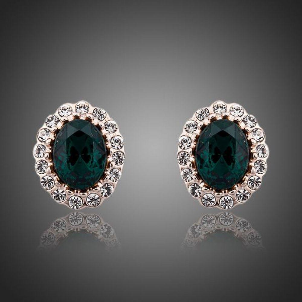 Oval Cubic Zirconia Ellipse Stud Earrings -KPE0074 - KHAISTA Fashion Jewellery