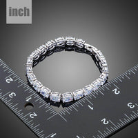 oval CZ tennis bracelet detail view by KHAISTA