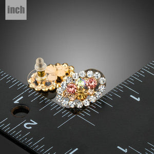 Oval Flower Stud Earrings -KPE0298 - KHAISTA Fashion Jewellery