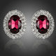 Oval Maroon Cubic Zirconia Stud Earrings