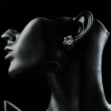 Load image into Gallery viewer, Oval Purple Cubic Zirconia Stud Earrings -KPE0291 - KHAISTA Fashion Jewellery
