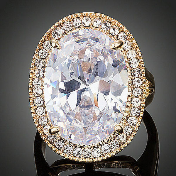 Premium luxury oval cubic zirconia engagement ring design displayed on a clean white background