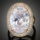 Luxury Oval Cubic Zirconia Engagement Ring with Solitaire Design