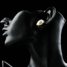 Load image into Gallery viewer, Oval Shell Pearl Stud Earrings -KPE0290 - KHAISTA Fashion Jewellery
