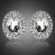 Oval Silver Cubic Zirconia Stud Earrings