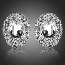 Load image into Gallery viewer, Oval Thick Silver Cubic Zirconia Stud Earrings - KHAISTA Fashion Jewellery
