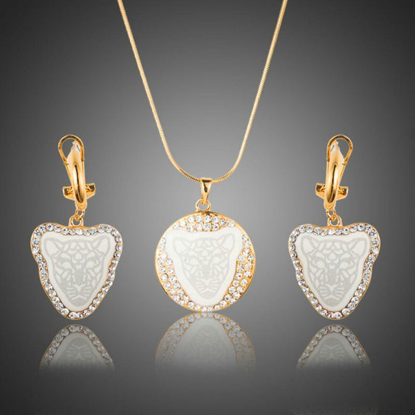 Khaista panther head Stellux clip earrings pendant necklace set