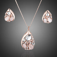 Khaista crystal party necklace and earrings set on white background