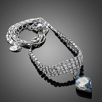 Close up detail of KHAISTA party wear waterdrop crystal pendant necklace