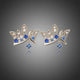 Paved Blue Cubic Zirconia Crown Stud Earrings