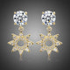 Paved CZ Crystal Flower Drop Earrings
