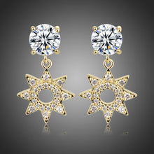 Load image into Gallery viewer, Paved CZ Crystal Flower Drop Earrings -KFJE0417 - KHAISTA1
