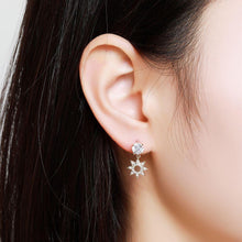 Load image into Gallery viewer, Paved CZ Crystal Flower Drop Earrings -KFJE0417 - KHAISTA4
