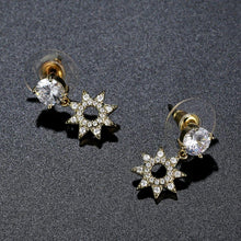 Load image into Gallery viewer, Paved CZ Crystal Flower Drop Earrings -KFJE0417 - KHAISTA3
