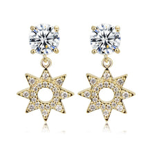 Load image into Gallery viewer, Paved CZ Crystal Flower Drop Earrings -KFJE0417 - KHAISTA5
