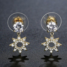 Load image into Gallery viewer, Paved CZ Crystal Flower Drop Earrings -KFJE0417 - KHAISTA2
