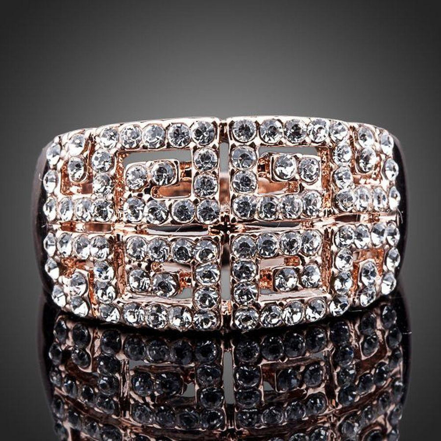 Premium luxury paved crystal cocktail ring design displayed on a clean white background