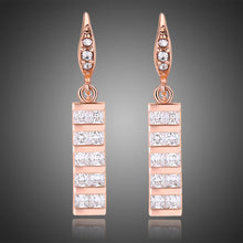 Load image into Gallery viewer, Paved Square Cut Rectangle Drop Earrings -KPE0347 - KHAISTA Fashion Jewellery
