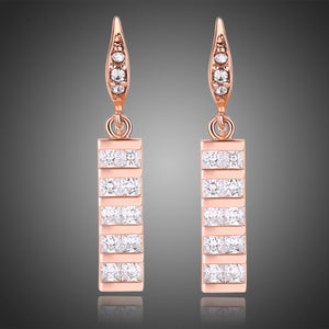 Paved Square Cut Rectangle Drop Earrings -KPE0347 - KHAISTA Fashion Jewellery