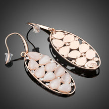 Load image into Gallery viewer, Peach Crystal Oval Drop Earrings - KHAISTA Fashion Jewellery
