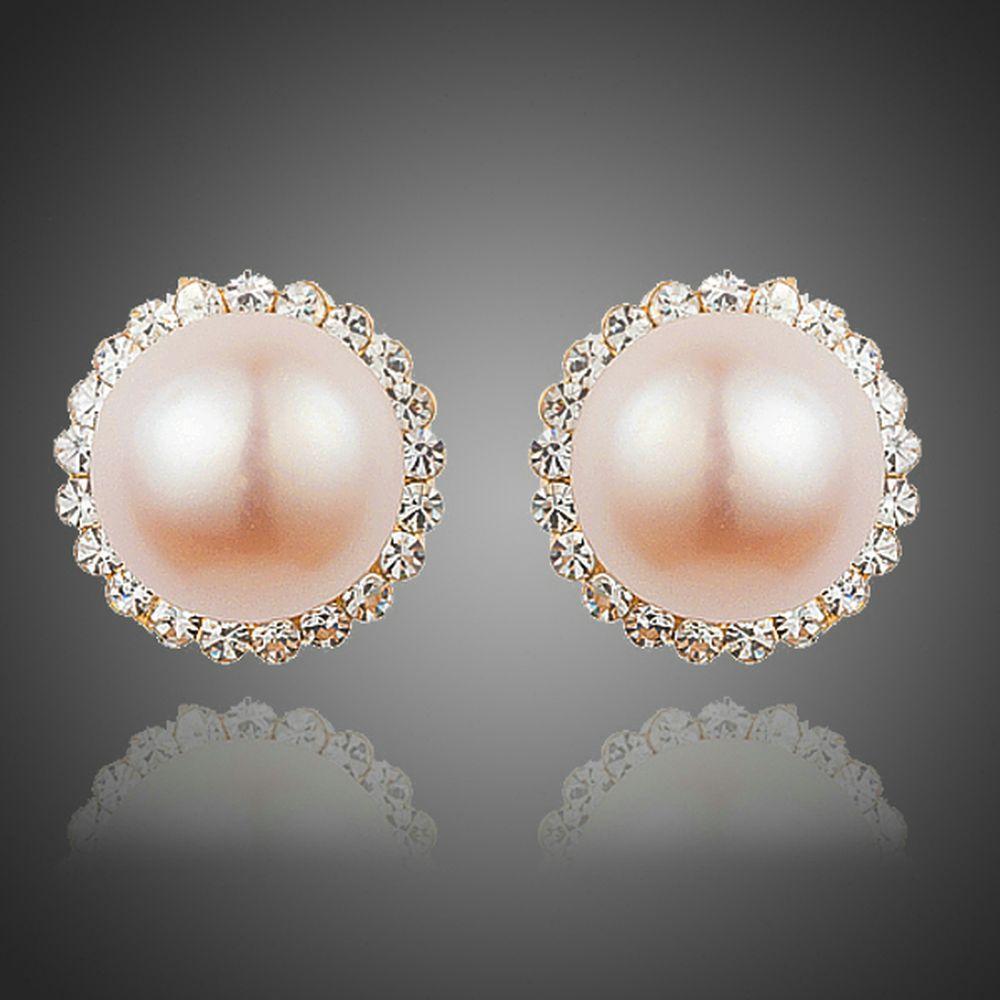 Peach Pearl Dome Stud Earrings - KHAISTA Fashion Jewellery