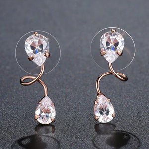 Pear Cut Cubic Zirconia Drop Earrings -KPE0322 - KHAISTA Fashion Jewellery