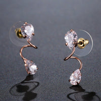 pear cut CZ drop earrings detail view by KHAISTA