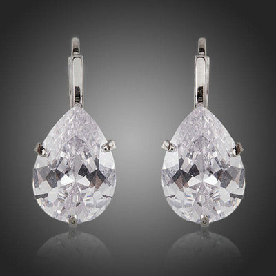 Pear Shaped Cubic Zirconia Drop Earrings