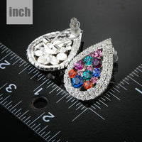 pear shaped CZ stud earrings detail view by KHAISTA